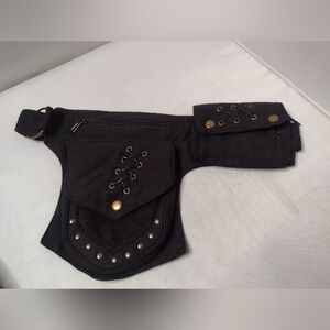 Lakhays Black Utility Belt Fanny Pack Bum Bag Travel Cosplay Studded JJ